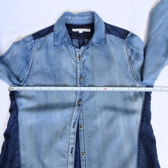 Standards & Practices Two-Tone Denim Cotton Button Long Sleeve - Picture 3 of 7